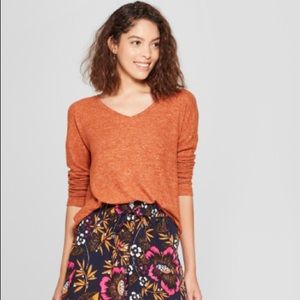 A New Day long sleeve orange cozy knit top Small